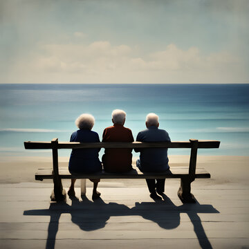 couple Picture oF old Buddies  sitting Together At the Beach | Friends Forever 