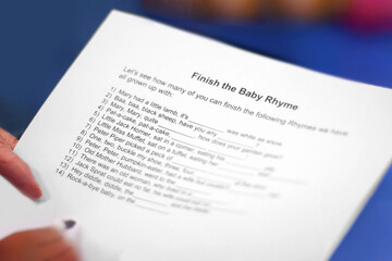 Obraz premium Baby rhyme shower game question and answer