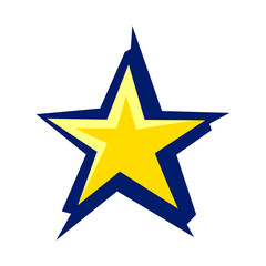 Yellow star illustration. Sport club item or symbol.