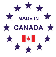 The sign is made in Canada. Framed with stars with the flag of the country.
