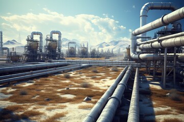 Large oil pipeline and gas pipeline in the process of oil refining and the movement of oil and gas.