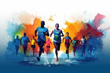 Picture of a group of people participating in a run. World health day.