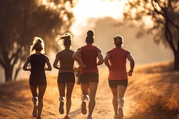 Picture of a group of people participating in a run. World health day.
