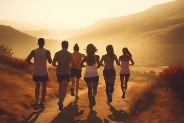 Picture of a group of people participating in a run. World health day.