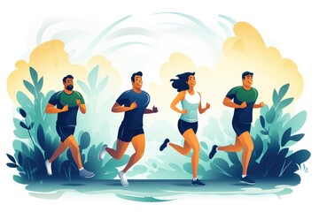 Picture of a group of people participating in a run. World health day.