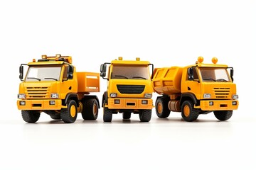 Close-up of construction vehicles on a white background. Ideal for design projects. Generative AI