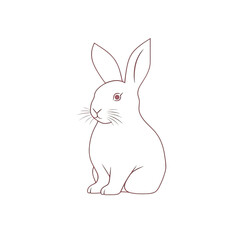 Obraz premium One line drawing of a cute bunny for vet logo wall decor prints and social media transparent background