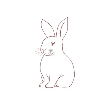 One line drawing of a cute bunny for vet logo wall decor prints and social media transparent background