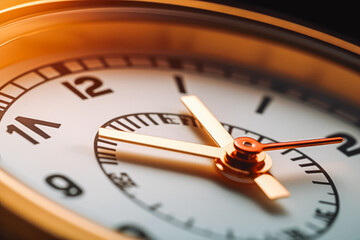 Clock ticking down last minutes, concept of being right on time, lateness not acceptable