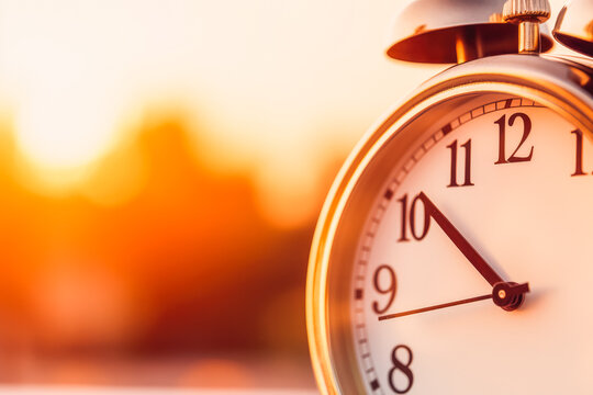 Clock ticking down last minutes, concept of being right on time, lateness not acceptable