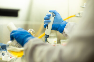 cell culture at the medicine, medical and biology laboratory, cancer science experiment at the...