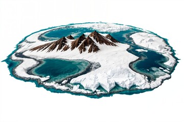 Antarctica continent miniature model isolated on white background. Global warming concept.