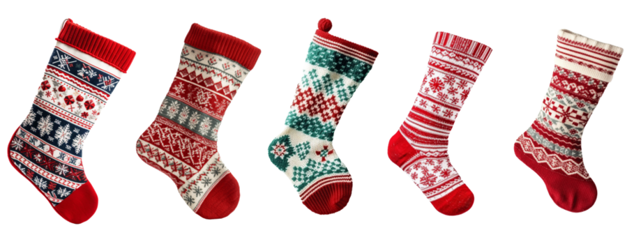 set of christmas stocking sock with ugly festive patterns