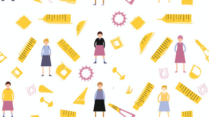 Different rulers for schoolboy, vector seamless pattern on white background