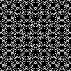 Seamless pattern with retro folk motifs in black and white