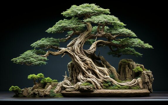 Artistic Bonsai Tree with Delicate Branches and Leaves