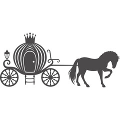 Kutsche mit Pferd mit transparentem Hintergrund 