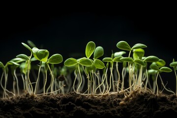 Vibrant soybean seedlings with growth roots. Generative AI