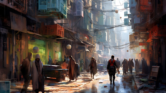 The beauty and indescribable aesthetics of a futuristic cyberpunk city.