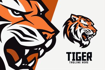 Big feline icon badge emblem for Sport and Esport: Animal template, Tiger head mascot logo