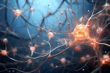 Fotobehang Neurons forming new connection. Neuroplasticity concept. Digital Ai. © dream@do