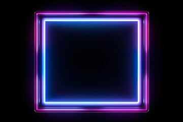 picture frame with two tone neon color motion graphic on isolated black background. Blue and pink light moving for overlay element. 3D illustration rendering | Generative AI