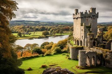 Historic stronghold in County Cork, Ireland famous for the Blarney Stone that grants eloquence. Generative AI