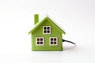 a small green house with wires connected to it