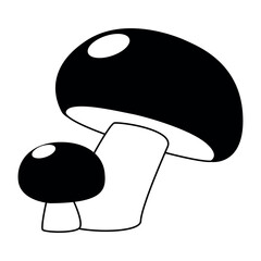 Forest mushrooms. Black silhouette of a mushroom. Vector illustration.
