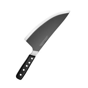kitchen knife with wooden handle in black color isolated on transparent background