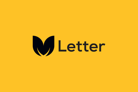 Leaf and M icon logo vector template design