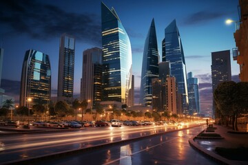 Fototapeta na wymiar Financial district in Riyadh, Saudi Arabia. Generative AI