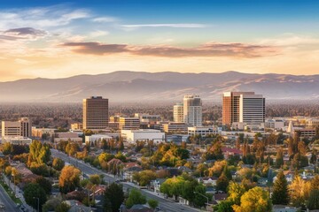 Panoramic view of San Jose, California downtown area. Generative AI