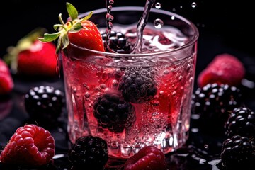 Refreshing Berry cocktail drink. Generate Ai