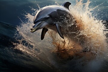 Graceful Dolphin in Motion - AI Generated