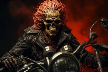 Intimidating Biker demon skeleton. Generate Ai