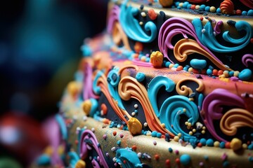Fototapeta na wymiar Colorful Birthday cake. Generate Ai