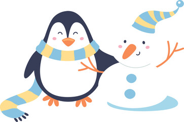 Penguin With Snowman
