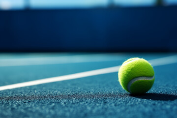 Paddle or tennis ball on blue turf image