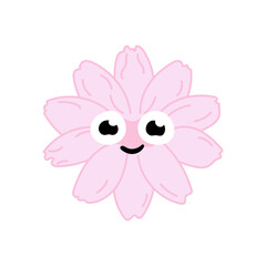 pink flower character isolated trendy Y2K style doodle cartoon hand drawn groovy hippie vector illustration