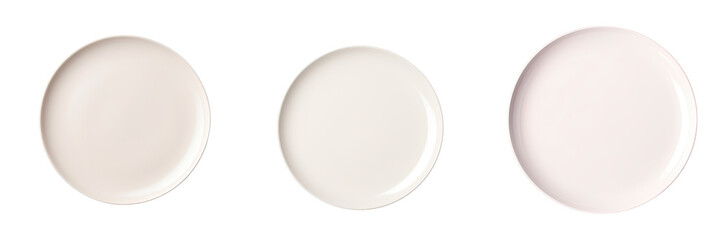 Png Set Food backgrounds with empty white plate and leaves viewed from the top for mock ups transparent background