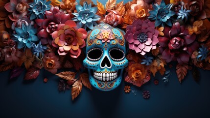 Dia de muertos, traditional Mexican holiday honoring the memory of deceased relatives and friends. it is believed that souls of deceased temporarily return to earth to commune with their loved ones. - obrazy, fototapety, plakaty
