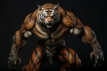 Fototapeta na wymiar Muscular Bodybuilding tiger. Generate Ai