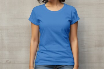 Blue tshirt mockup female. Generate Ai