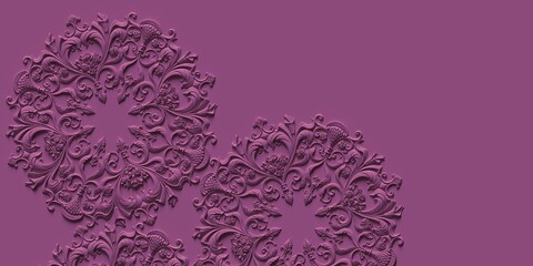 pink background with 3d ornament. 3d illustration - 647434974
