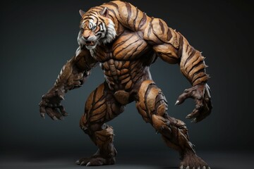 Fototapeta na wymiar Bodybuilding tiger. Generate Ai