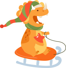 Dinosaur Riding On Sleigh