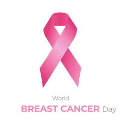 World Breast Cancer Day.Vector illustration with pink ribbon and space for text.World Breast Cancer Day.