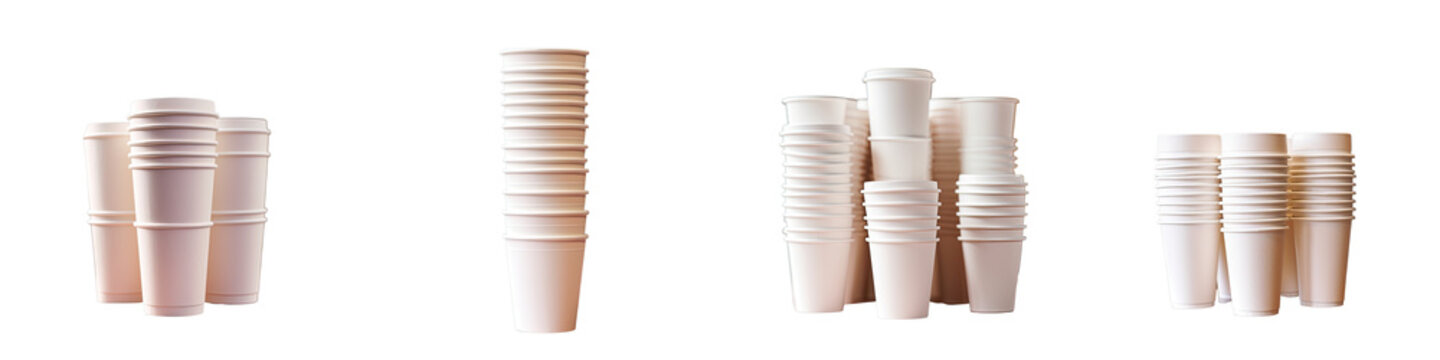 Png Set White paper cups stacked upside down near the cafe s cooler for beverages transparent background