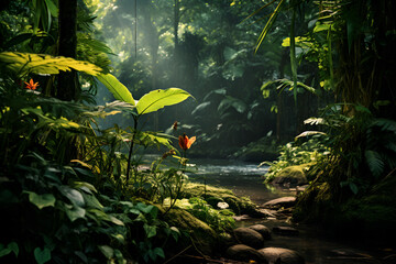 A Gentle Stream Trickles Through the Remote Amazon a rainforest